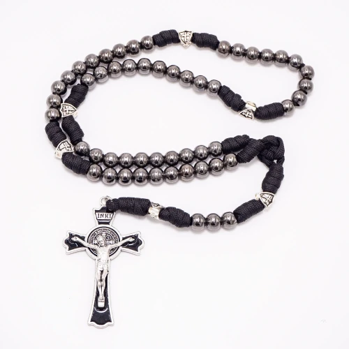 Militarny czarny różaniec paracord